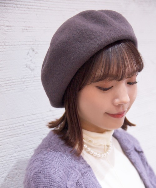 polcadot（ポルカドット）の「ウールバスクベレー（ハンチング/ベレー帽・レディース・アイボリー/ダークグリーン/ベージュ/ブラック/モカ・FREE）」の12枚目の写真