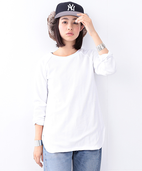 BEAMS BOY（ビームスボーイ）の「BEAMS BOY / サーマル×天竺 リバーシブル ロングスリーブ （Tシャツ/カットソー・レディース・ホワイト/グレー・ONE SIZE）」の2枚目の写真