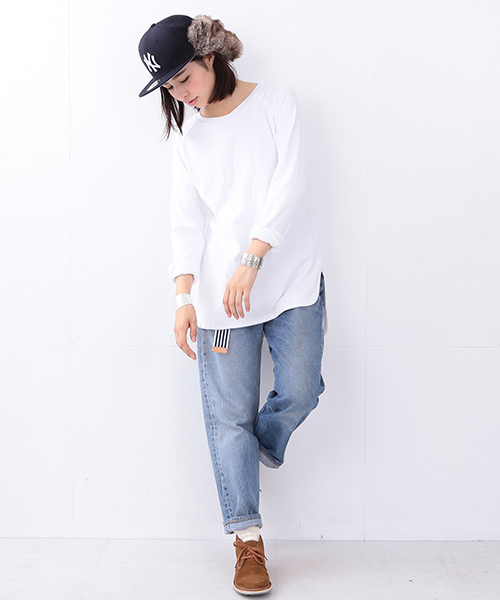 BEAMS BOY（ビームスボーイ）の「BEAMS BOY / サーマル×天竺 リバーシブル ロングスリーブ （Tシャツ/カットソー・レディース・ホワイト/グレー・ONE SIZE）」の19枚目の写真