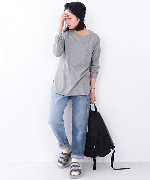 BEAMS BOY（ビームスボーイ）の「BEAMS BOY / サーマル×天竺 リバーシブル ロングスリーブ （Tシャツ/カットソー・レディース・ホワイト/グレー・ONE SIZE）」の20枚目の写真