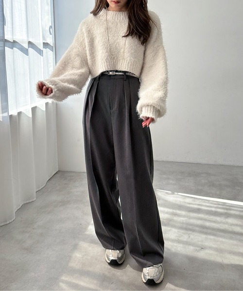 EPIMI E'PIMMY（エピミエピミー）の「【ハンドウォッシャブル】2WAYモールフェザーショートプルオーバー（ニット/セーター・レディース・ピンクベージュ/ブルー/チャコールグレー/オフホワイト・MEDIUM）」の10枚目の写真