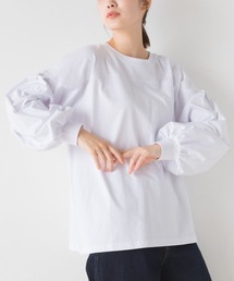 袖ボリュームタック長袖Tシャツ