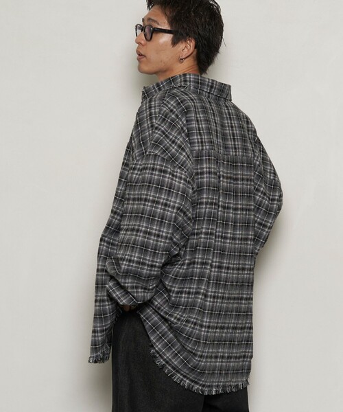 PUBLUX(パブリュクス)の「PUBLUX/パブリュクス スーパービッグダメージシャツ【限定展開】(シャツ/ブラウス・メンズ・グリーン/ネイビー/ブラック・SMALL/MEDIUM/LARGE)」の6枚目の写真