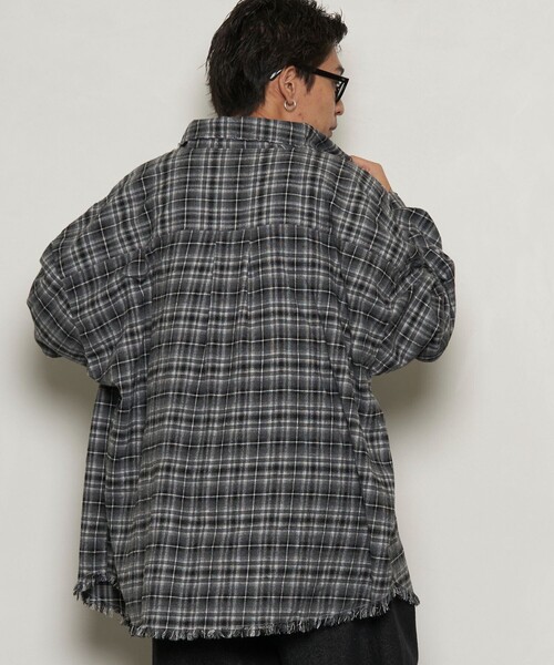 PUBLUX(パブリュクス)の「PUBLUX/パブリュクス スーパービッグダメージシャツ【限定展開】(シャツ/ブラウス・メンズ・グリーン/ネイビー/ブラック・SMALL/MEDIUM/LARGE)」の7枚目の写真