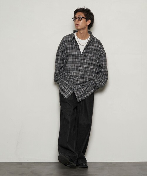 PUBLUX(パブリュクス)の「PUBLUX/パブリュクス スーパービッグダメージシャツ【限定展開】(シャツ/ブラウス・メンズ・グリーン/ネイビー/ブラック・SMALL/MEDIUM/LARGE)」の8枚目の写真