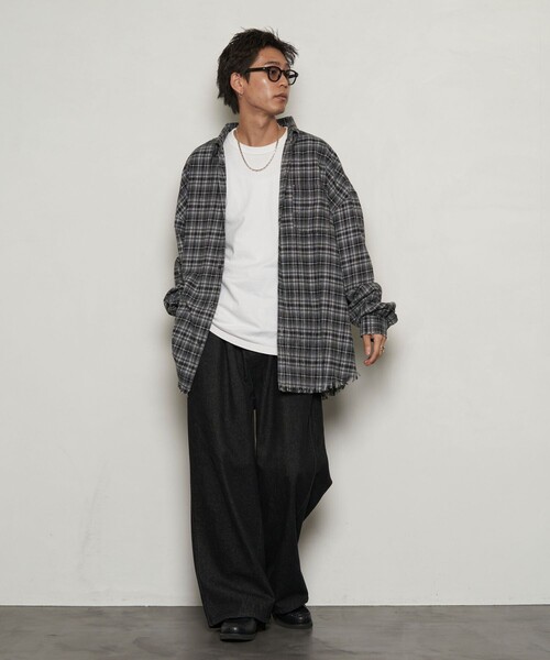 PUBLUX(パブリュクス)の「PUBLUX/パブリュクス スーパービッグダメージシャツ【限定展開】(シャツ/ブラウス・メンズ・グリーン/ネイビー/ブラック・SMALL/MEDIUM/LARGE)」の9枚目の写真