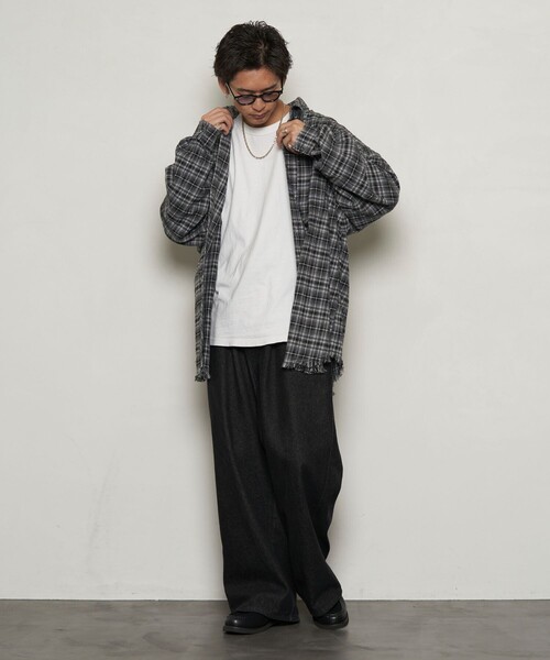 PUBLUX(パブリュクス)の「PUBLUX/パブリュクス スーパービッグダメージシャツ【限定展開】(シャツ/ブラウス・メンズ・グリーン/ネイビー/ブラック・SMALL/MEDIUM/LARGE)」の10枚目の写真