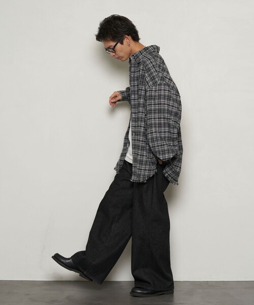 PUBLUX(パブリュクス)の「PUBLUX/パブリュクス スーパービッグダメージシャツ【限定展開】(シャツ/ブラウス・メンズ・グリーン/ネイビー/ブラック・SMALL/MEDIUM/LARGE)」の11枚目の写真