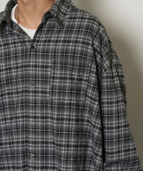 PUBLUX(パブリュクス)の「PUBLUX/パブリュクス スーパービッグダメージシャツ【限定展開】(シャツ/ブラウス・メンズ・グリーン/ネイビー/ブラック・SMALL/MEDIUM/LARGE)」の15枚目の写真