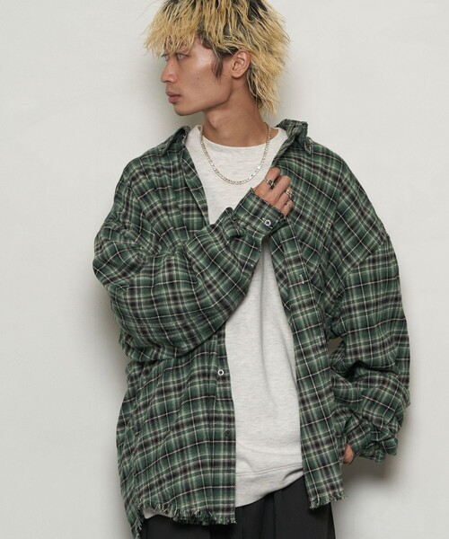 PUBLUX(パブリュクス)の「PUBLUX/パブリュクス スーパービッグダメージシャツ【限定展開】(シャツ/ブラウス・メンズ・グリーン/ネイビー/ブラック・SMALL/MEDIUM/LARGE)」の18枚目の写真