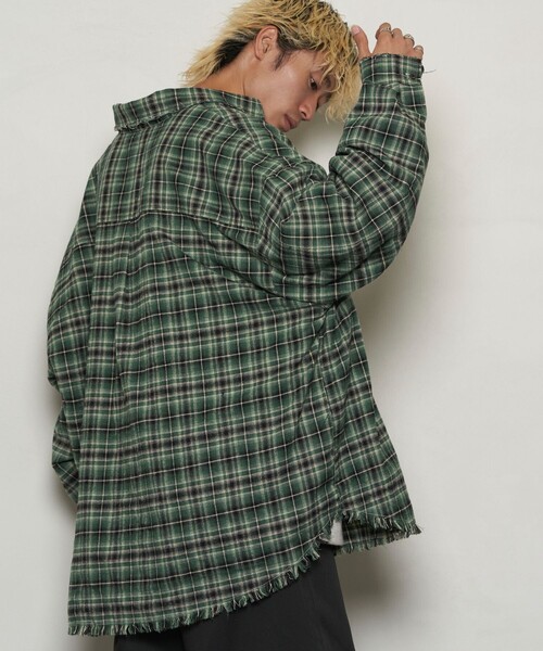 PUBLUX(パブリュクス)の「PUBLUX/パブリュクス スーパービッグダメージシャツ【限定展開】(シャツ/ブラウス・メンズ・グリーン/ネイビー/ブラック・SMALL/MEDIUM/LARGE)」の19枚目の写真