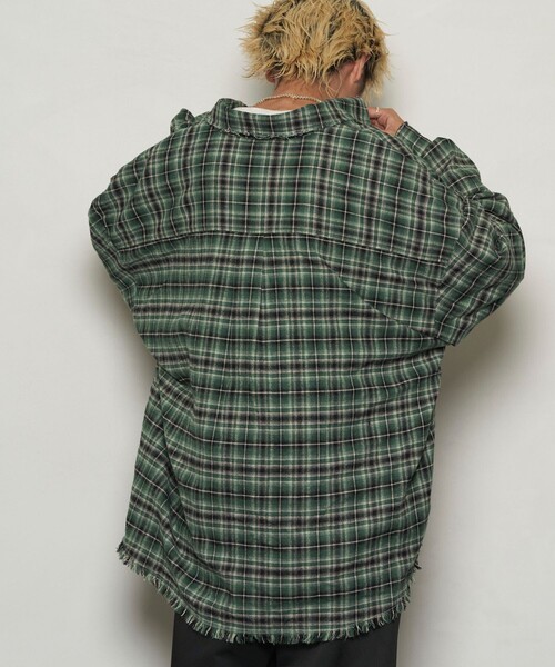 PUBLUX(パブリュクス)の「PUBLUX/パブリュクス スーパービッグダメージシャツ【限定展開】(シャツ/ブラウス・メンズ・グリーン/ネイビー/ブラック・SMALL/MEDIUM/LARGE)」の20枚目の写真