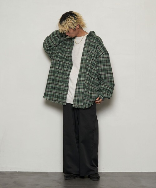 PUBLUX(パブリュクス)の「PUBLUX/パブリュクス スーパービッグダメージシャツ【限定展開】(シャツ/ブラウス・メンズ・グリーン/ネイビー/ブラック・SMALL/MEDIUM/LARGE)」の21枚目の写真