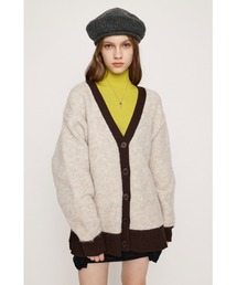 BI COLOR KNIT C/D バイカラー ニット カーディガン 秋服