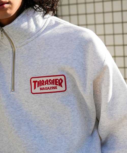 【セール】【直営店限定アイテム】CLASSIC WAPPEN LOOSE FIT HALF ZIP SWEAT/スラッシャー10oz(オンス)裏起毛ヘビーウェイトワッペンハーフジップスウェットトレーナー（スウェット）｜THRASHER（スラッシャー）