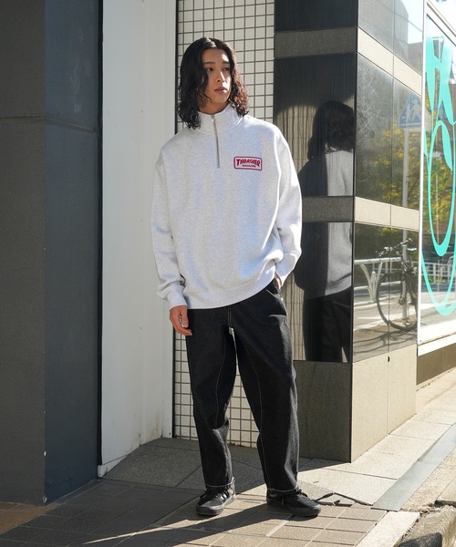 【セール】【直営店限定アイテム】CLASSIC WAPPEN LOOSE FIT HALF ZIP SWEAT/スラッシャー10oz(オンス)裏起毛ヘビーウェイトワッペンハーフジップスウェットトレーナー（スウェット）｜THRASHER（スラッシャー）