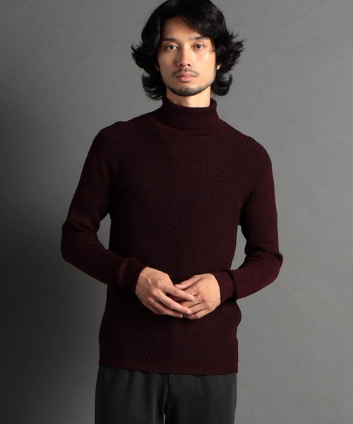 HIDEAWAYS NICOLE（ハイダウェイニコル）の「シェブロンJQタートルネックニット（ニット/セーター・メンズ・ボルドー/ブラック/モカ/ホワイト×ライトグレー・X-LARGE/MEDIUM/LARGE）」の4枚目の写真
