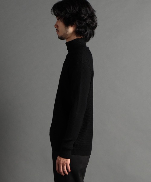 HIDEAWAYS NICOLE（ハイダウェイニコル）の「シェブロンJQタートルネックニット（ニット/セーター・メンズ・ボルドー/ブラック/モカ/ホワイト×ライトグレー・X-LARGE/MEDIUM/LARGE）」の7枚目の写真