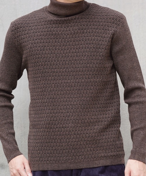 HIDEAWAYS NICOLE（ハイダウェイニコル）の「シェブロンJQタートルネックニット（ニット/セーター・メンズ・ボルドー/ブラック/モカ/ホワイト×ライトグレー・X-LARGE/MEDIUM/LARGE）」の15枚目の写真