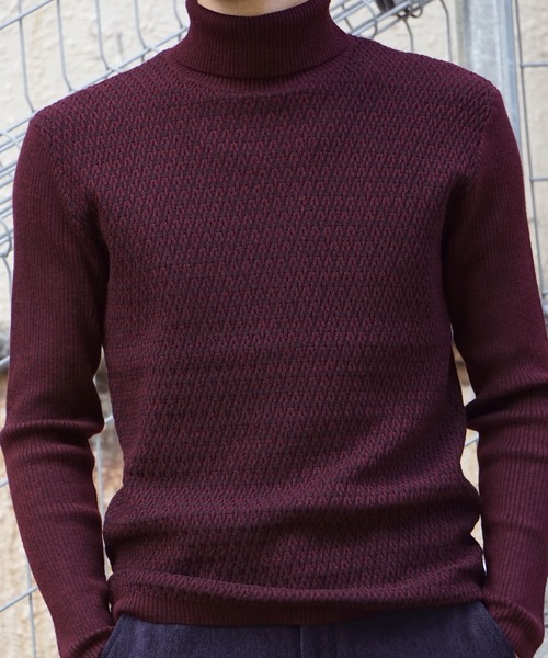 HIDEAWAYS NICOLE（ハイダウェイニコル）の「シェブロンJQタートルネックニット（ニット/セーター・メンズ・ボルドー/ブラック/モカ/ホワイト×ライトグレー・X-LARGE/MEDIUM/LARGE）」の17枚目の写真