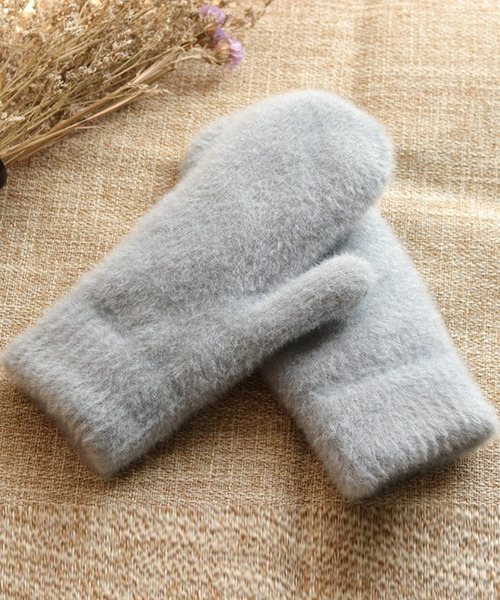 DAY CLOSET(デイ クローゼット)の「レディース シャギーニットボアミトン手袋(手袋・レディース・グレー/モカ/ネイビー/アイボリー/ワイン・ONE SIZE)」の2枚目の写真