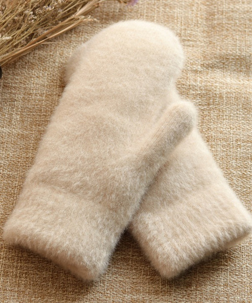 DAY CLOSET(デイ クローゼット)の「レディース シャギーニットボアミトン手袋(手袋・レディース・グレー/モカ/ネイビー/アイボリー/ワイン・ONE SIZE)」の1枚目の写真