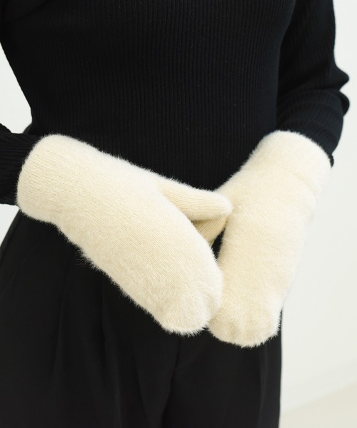 DAY CLOSET(デイ クローゼット)の「レディース シャギーニットボアミトン手袋(手袋・レディース・グレー/モカ/ネイビー/アイボリー/ワイン・ONE SIZE)」の6枚目の写真