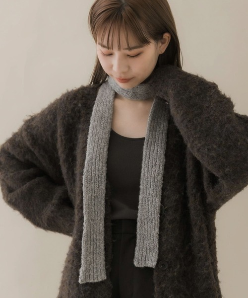 SMELLY(スメリー)の「スリムニットマフラー(マフラー・レディース・ブラック/グレー・-)」の12枚目の写真