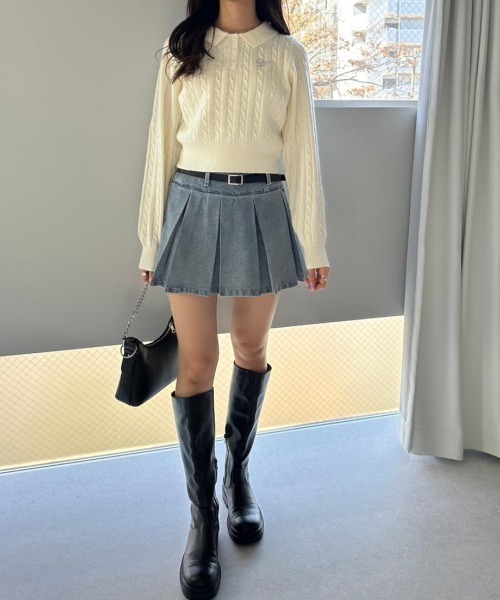 OLIVE des OLIVE(オリーブデオリーブ)の「ケーブル衿ニット 1041050010(ニット/セーター・レディース・オフホワイト/トップグレー/ピンク/ネイビー・FREE)」の17枚目の写真