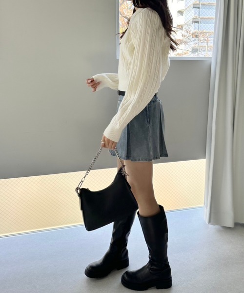 OLIVE des OLIVE(オリーブデオリーブ)の「ケーブル衿ニット 1041050010(ニット/セーター・レディース・オフホワイト/トップグレー/ピンク/ネイビー・FREE)」の18枚目の写真