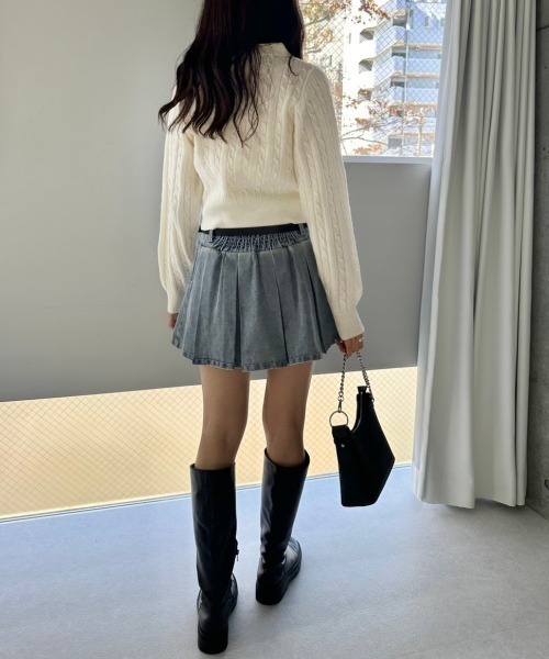 OLIVE des OLIVE(オリーブデオリーブ)の「ケーブル衿ニット 1041050010(ニット/セーター・レディース・オフホワイト/トップグレー/ピンク/ネイビー・FREE)」の19枚目の写真