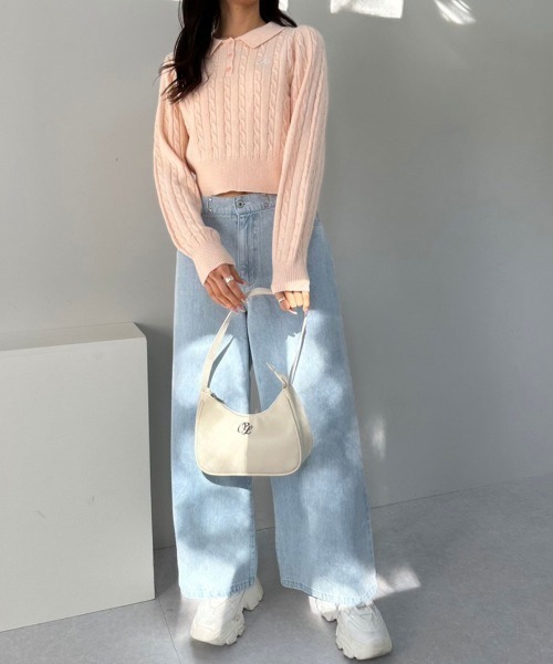 OLIVE des OLIVE(オリーブデオリーブ)の「ケーブル衿ニット 1041050010(ニット/セーター・レディース・オフホワイト/トップグレー/ピンク/ネイビー・FREE)」の5枚目の写真