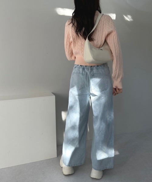 OLIVE des OLIVE(オリーブデオリーブ)の「ケーブル衿ニット 1041050010(ニット/セーター・レディース・オフホワイト/トップグレー/ピンク/ネイビー・FREE)」の7枚目の写真