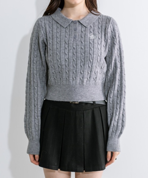 OLIVE des OLIVE(オリーブデオリーブ)の「ケーブル衿ニット 1041050010(ニット/セーター・レディース・オフホワイト/トップグレー/ピンク/ネイビー・FREE)」の12枚目の写真
