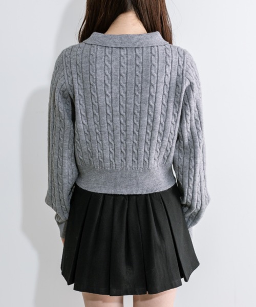OLIVE des OLIVE(オリーブデオリーブ)の「ケーブル衿ニット 1041050010(ニット/セーター・レディース・オフホワイト/トップグレー/ピンク/ネイビー・FREE)」の14枚目の写真