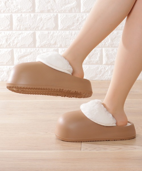 セール】ボア インナー付き ボリューム サボ サンダル（ルームシューズ