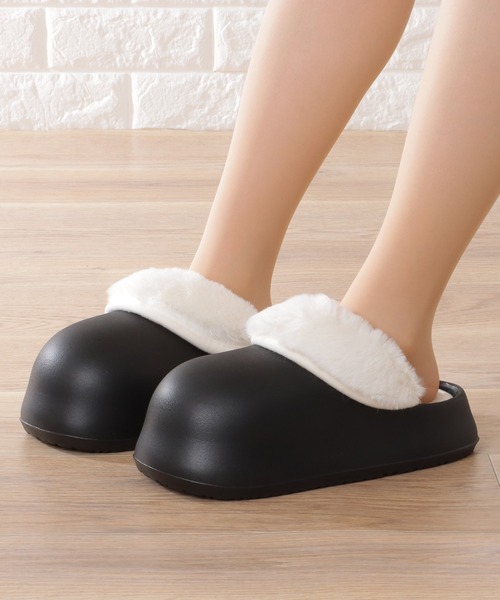 セール】ボア インナー付き ボリューム サボ サンダル（ルームシューズ