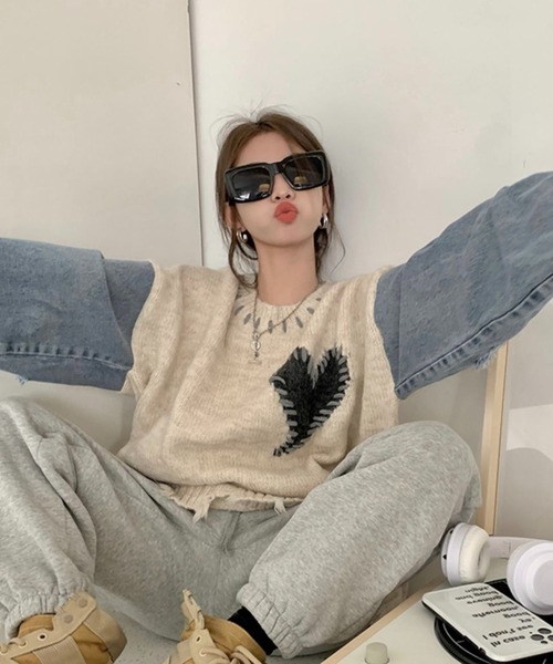 セール】ハンドステッチ風オーバーサイズニット（ニット