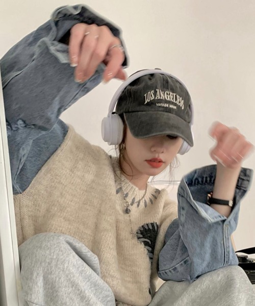 Sibra（シブラ）の「ハンドステッチ風オーバーサイズニット（ニット/セーター・レディース・グレー・M）」の10枚目の写真