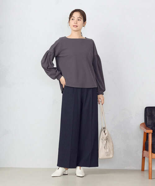 COMME CA ISM(コムサイズム)の「ポリエステルレーヨン ストライプ ワイドパンツ(その他パンツ・レディース・グレー/ネイビー・SMALL/MEDIUM/LARGE)」の15枚目の写真