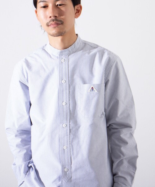 GEVACO（ゲバコ）の「【GEVACO/ゲバコ】オックスバンドカラー長袖シャツ（シャツ/ブラウス・メンズ・ホワイト/ピンク/グリーン/ブラック系その他/グレー系その他・S/M/L）」の4枚目の写真