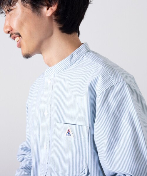 GEVACO（ゲバコ）の「【GEVACO/ゲバコ】オックスバンドカラー長袖シャツ（シャツ/ブラウス・メンズ・ホワイト/ピンク/グリーン/ブラック系その他/グレー系その他・S/M/L）」の5枚目の写真