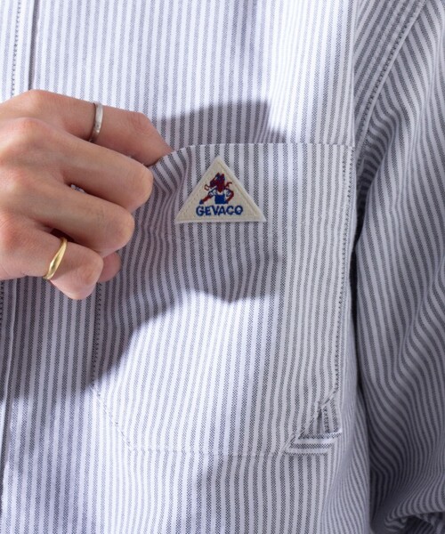GEVACO（ゲバコ）の「【GEVACO/ゲバコ】オックスバンドカラー長袖シャツ（シャツ/ブラウス・メンズ・ホワイト/ピンク/グリーン/ブラック系その他/グレー系その他・S/M/L）」の8枚目の写真