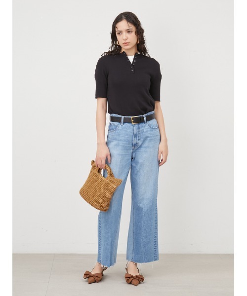 Mila Owen（ミラオーウェン）の「ヘンリーネックオーガニックリブニット【手洗い可能】（ニット/セーター・レディース・その他/ブラック/アイボリー/オレンジ・0/1）」の6枚目の写真