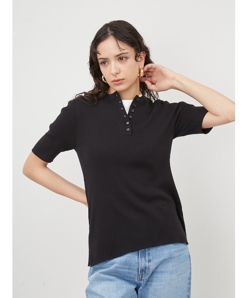 Mila Owen（ミラオーウェン）の「ヘンリーネックオーガニックリブニット【手洗い可能】（ニット/セーター・レディース・その他/ブラック/アイボリー/オレンジ・0/1）」の21枚目の写真