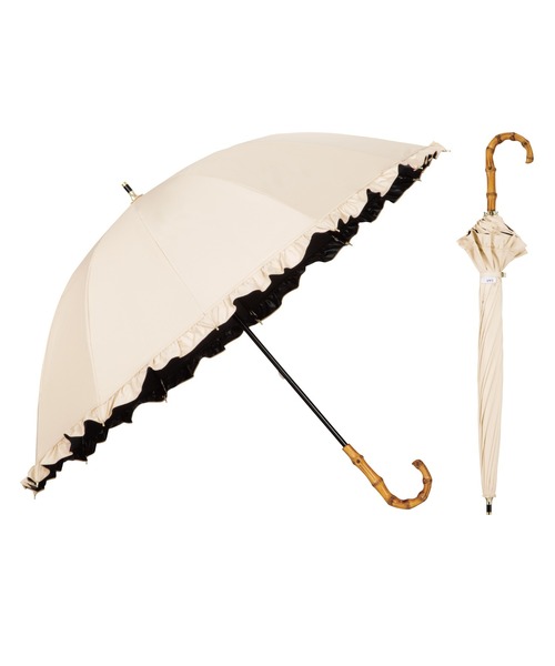 UVO（ウーボ）の「★完全遮光100% 最強の日傘「UVO（ウーボ）」12本骨 長傘 フリル Wpc.（長傘・レディース・オフホワイト/ベージュ/ラベンダー/ブラック/ブルーグレー/グレー・FREE）」の5枚目の写真