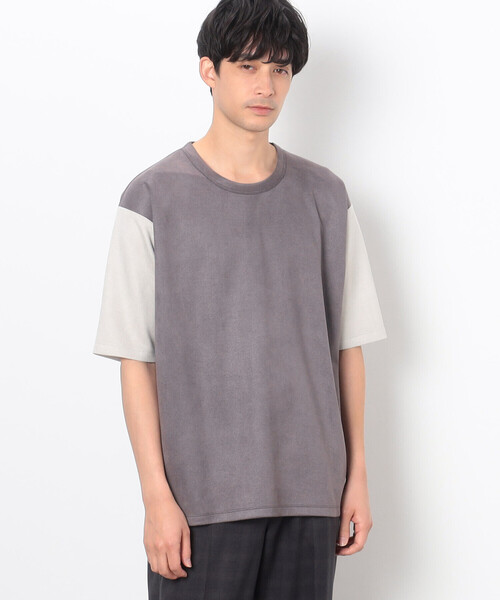 COMME CA COMMUNE(コムサコミューン)の「フェイクスエード Tシャツ(Tシャツ/カットソー・メンズ・グレー/ブルー/アイボリー・L/M)」の2枚目の写真