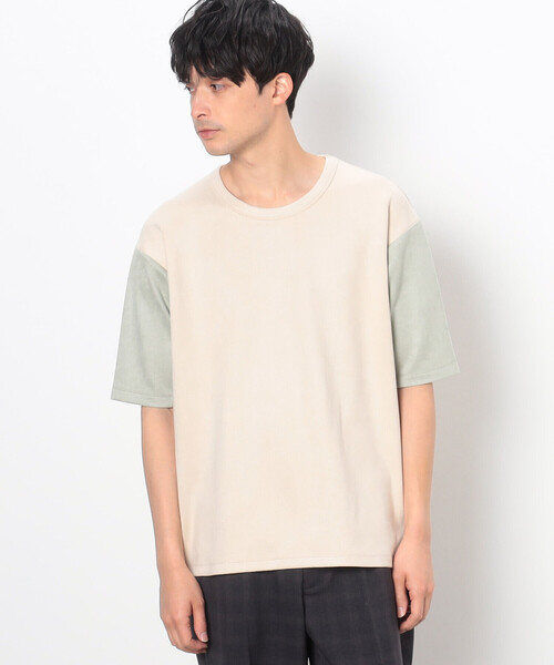 COMME CA COMMUNE(コムサコミューン)の「フェイクスエード Tシャツ(Tシャツ/カットソー・メンズ・グレー/ブルー/アイボリー・L/M)」の1枚目の写真
