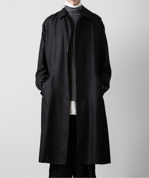 ato（アトウ）の「SLUB YARN BALMACAAN COAT（ステンカラーコート・メンズ・ブラック/ベージュ・44/46/48）」の22枚目の写真
