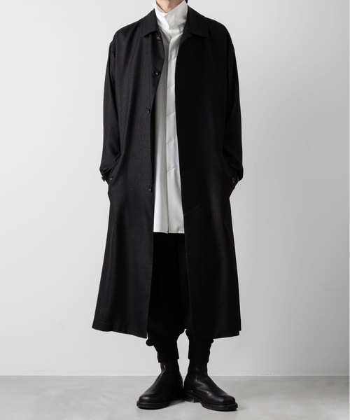 ato（アトウ）の「SLUB YARN BALMACAAN COAT（ステンカラーコート・メンズ・ブラック/ベージュ・44/46/48）」の16枚目の写真